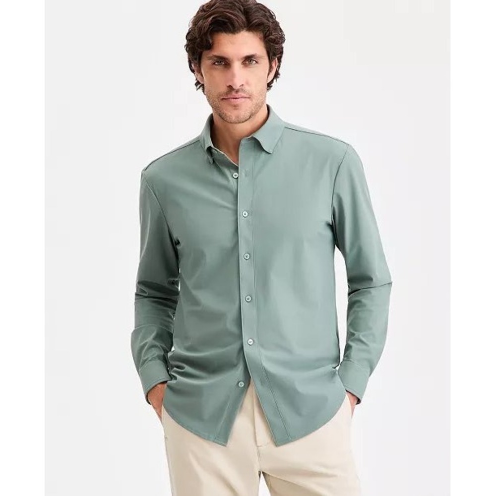 Alfani Alfatech Everyday Button Down Mens XL Tuscan Sage Green New With Tags